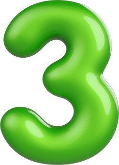 Green Number 3 3d element